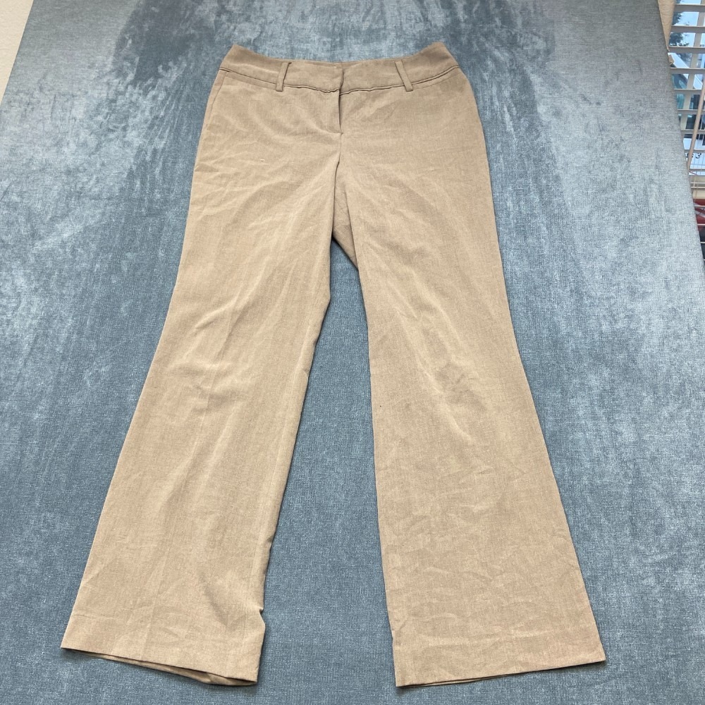 Larry Levine Wide Leg Pants Womens 10 Beige Stretch Relaxed Resortwear Outdoor